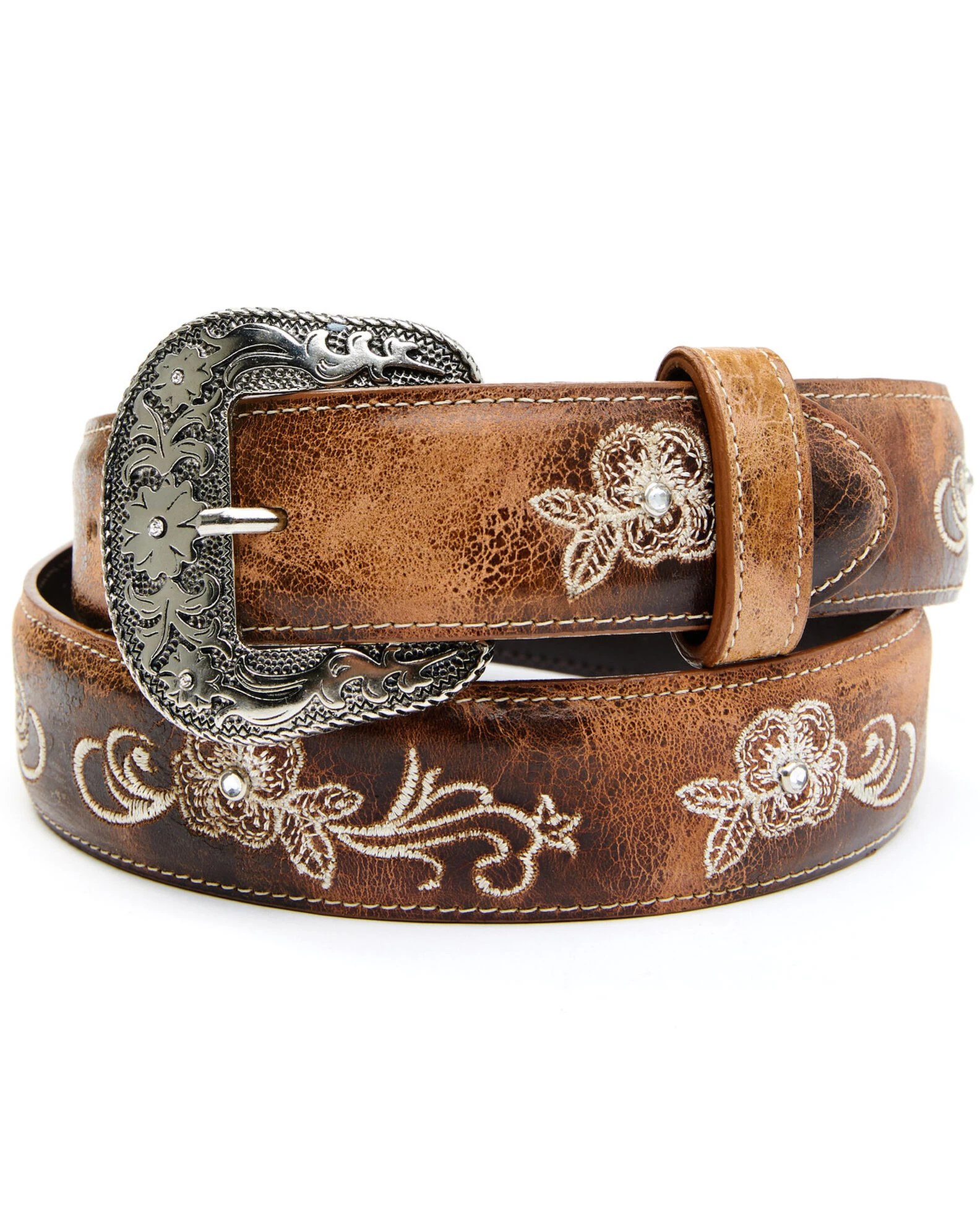 Shyanne Women's Lasy Cream Floral Western Belt 3 Shyanne Women's Lasy Cream Floral Western Belt