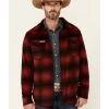 Powder River Outfitters Men's Red Ombre Plaid Wool Button-Front Shirt Jacket  -Western Fashion 2000345241 910 P1