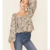 By Together Women's Floral Print Smocked Long Sleeve Crop Top 2 By Together Women's Floral Print Smocked Long Sleeve Crop Top -Western Fashion 2000345706 251 P1