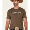 Wrangler Men's Heather Brown Desert Logo Short Sleeve T-Shirt 1 Wrangler Men's Heather Brown Desert Logo Short Sleeve T-Shirt -Western Fashion 2000347018 200 P1