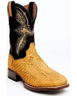 Dan Post Men's Exotic Sea Bass Skin Western Boots - Broad Square Toe
