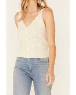 Wishlist Women's Cream Sweater-Knit Pointelle Tank Top  -Western Fashion 2000349765 110 P3