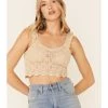 Very J Women's Natural Ruffle Strap Sweater-Knit Crop Tank Top 2 Very J Women's Natural Ruffle Strap Sweater-Knit Crop Tank Top -Western Fashion 2000349813 101 P1