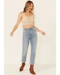 Very J Women's Natural Ruffle Strap Sweater-Knit Crop Tank Top   -Western Fashion 2000349813 101 P2