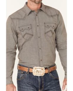 Cody James Men's Decree Solid Chambray Long Sleeve Snap Western Shirt - Big & Tall  -Western Fashion 2000350549 200 P3