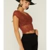Shyanne Women's Lace Knit Flutter Sleeve Crop Top  -Western Fashion 2000350854 213 P1