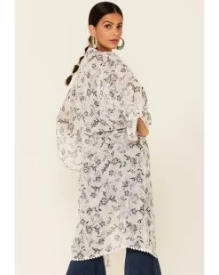 Wild Moss Women's Floral Print Chiffon Open Front Kimono 9 Wild Moss Women's Floral Print Chiffon Open Front Kimono -Western Fashion 2000350970 020 P4