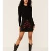 Shyanne Women's Black Embroidered Faux Suede Mini Skirt  -Western Fashion 2000351352 001 P1