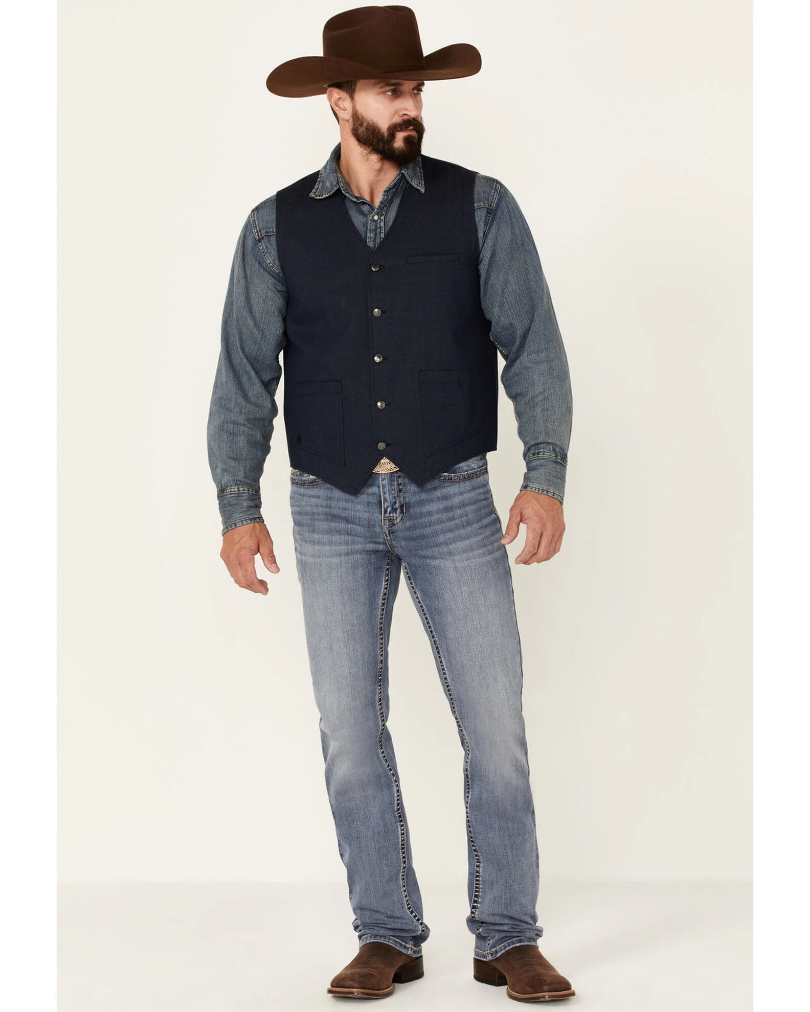 Moonshine Spirit Men's Saloon Textured Solid Button Down Western Vest 4 Moonshine Spirit Men's Saloon Textured Solid Button Down Western Vest - Image 2