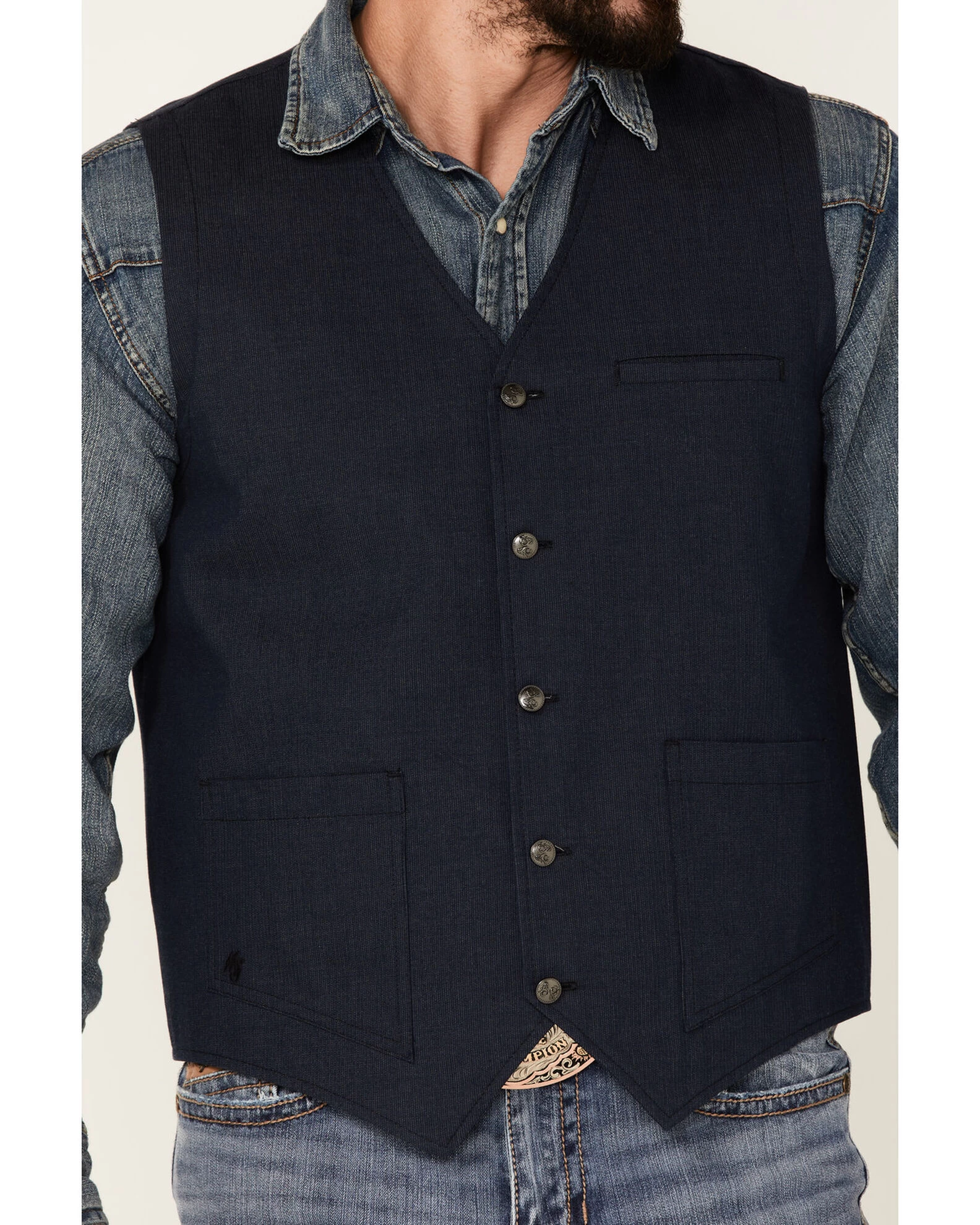Moonshine Spirit Men's Saloon Textured Solid Button Down Western Vest 5 Moonshine Spirit Men's Saloon Textured Solid Button Down Western Vest - Image 3