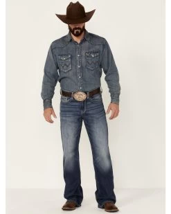 Cody James Men's Double Kicker Medium Dark Wash Stretch Relaxed Bootcut JeansÂ