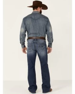 Cody James Men's Double Kicker Medium Dark Wash Stretch Relaxed Bootcut Jeans  -Western Fashion 2000351797 400 P3