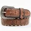 Cody James Men's Lasered Floral Pattern Cream Lace Leather Belt  -Western Fashion 2000352110 200 P1