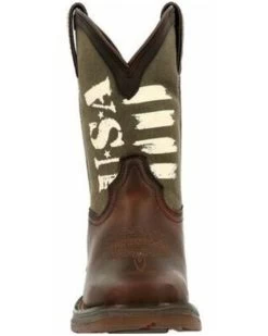 Durango Boys' Lil' Rebel USA Flag Western Boots - Broad Square Toe -Western Fashion 2000355865 201 P4