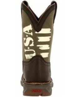 Durango Boys' Lil' Rebel USA Flag Western Boots - Broad Square Toe -Western Fashion 2000355865 201 P5