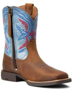 Ariat Boys' Double Kicker Easy Fit Distressed Western Boots - Broad Square Toe 
