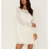 Idyllwind Women's Fairlane Crochet Fringe Ivory Dress