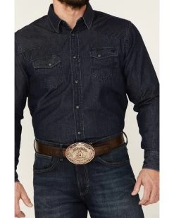 Blue Ranchwear Men's Heavyweight Dark Wash Denim Snap Western Shirt  -Western Fashion 2000359399 401 P4