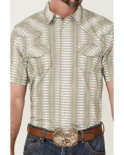 Gibson Men's Cream Southwestern Stripe Short Sleeve Pearl Snap Western Shirt  -Western Fashion 2000359551 110 P3