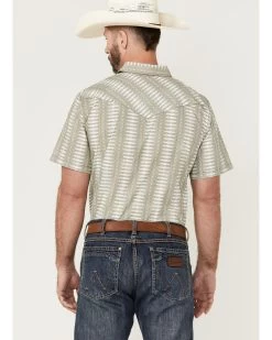Gibson Men's Cream Southwestern Stripe Short Sleeve Pearl Snap Western Shirt  -Western Fashion 2000359551 110 P4