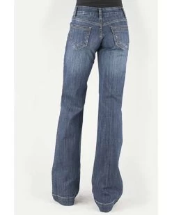 Stetson Women's 214 Medium Wash Pieced Pocket Trouser Leg Jean  -Western Fashion 2000360067 400 P3