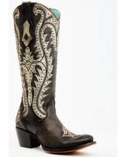 Corral Women's Studded Overlay Western Boots - Round Toe
