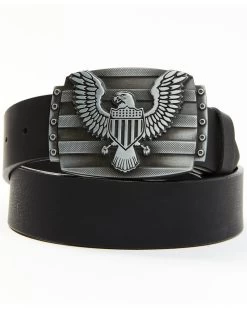 Brothers & Sons Men's Eagle Plaque Leather Belt