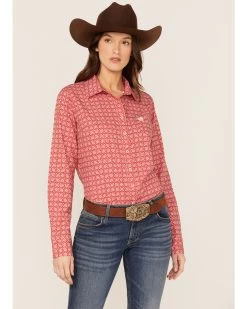 Cinch Women's Geo Print Long Sleeve Button-Down Stretch ARENAFLEX Shirt