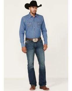 Cinch Men's Ian Dark Stonewash Performance Stretch Slim Bootcut JeansÂ