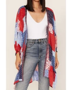 Ariat Women's Americana Patchwork Smokestack Kimono 8 Ariat Women's Americana Patchwork Smokestack Kimono -Western Fashion 2000362847 942 P3