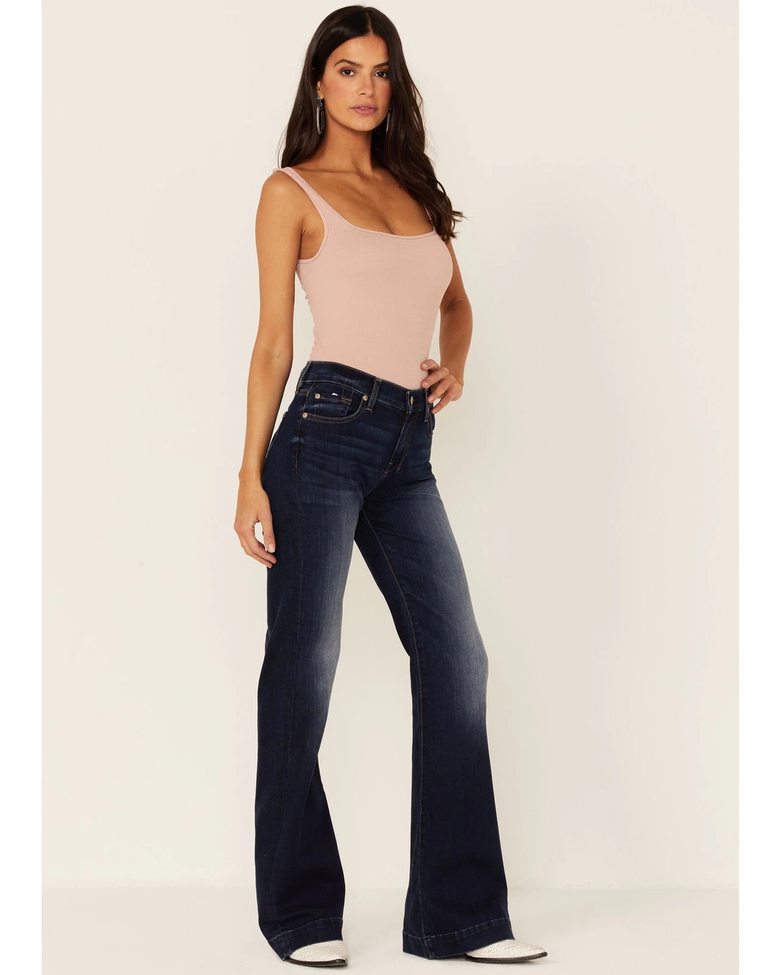 7 For All Mankind Women's Dojo Full Length Flare Denim Jeans 3 7 For All Mankind Women's Dojo Full Length Flare Denim Jeans