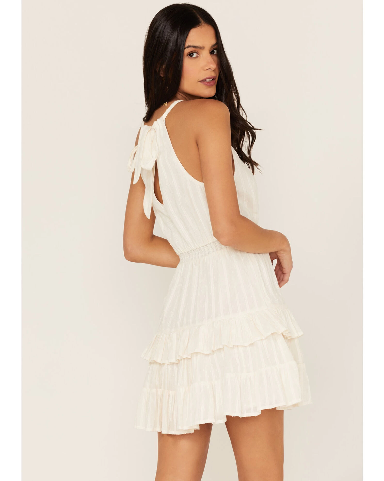 Shyanne Women's Swiss Dot Embroidered Halter Neck Dress 6 Shyanne Women's Swiss Dot Embroidered Halter Neck Dress - Image 4