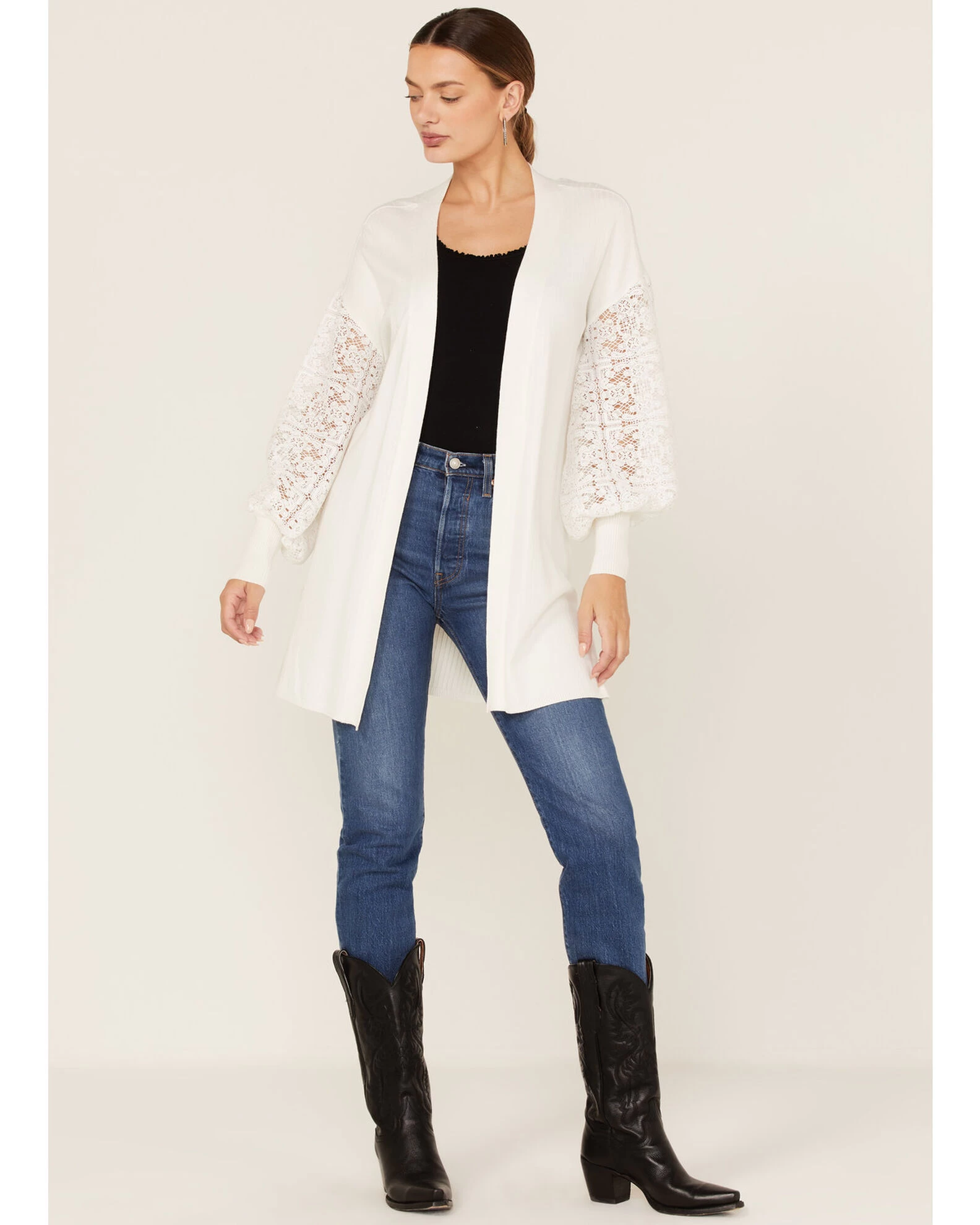 Shyanne Women's Lace Knit Cardigan Sweater 4 Shyanne Women's Lace Knit Cardigan Sweater - Image 2