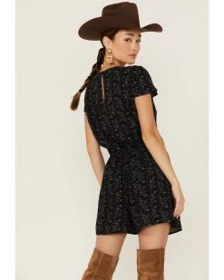 Beyond The Radar Women's Black Ditsy Floral Print Romper  -Western Fashion 2000365051 001 P3