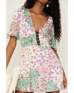 Beyond The Radar Women's Mixed Floral Print Corset Mini Dress -Western Fashion 2000365060 110 P3