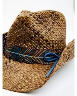 Shyanne Women's Plumazles Brown Leaf Band Raffia Straw Western Hat  -Western Fashion 2000365248 200 P2