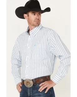 George Strait By Wrangler Men's Striped Long Sleeve Button Down Western Shirt  -Western Fashion 2000365898 400 P2