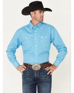 George Strait By Wrangler Men's Floral Print Button Down Western Shirt 
