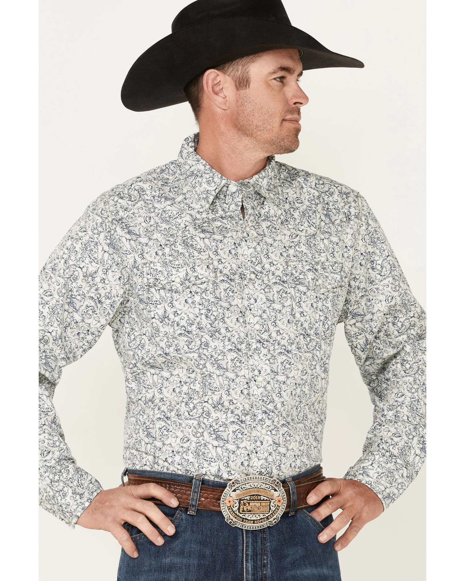 Wrangler Retro Premium Men's Paisley Print Long Sleeve Pearl Snap Western Shirt - Tall 4 Wrangler Retro Premium Men's Paisley Print Long Sleeve Pearl Snap Western Shirt - Tall - Image 2