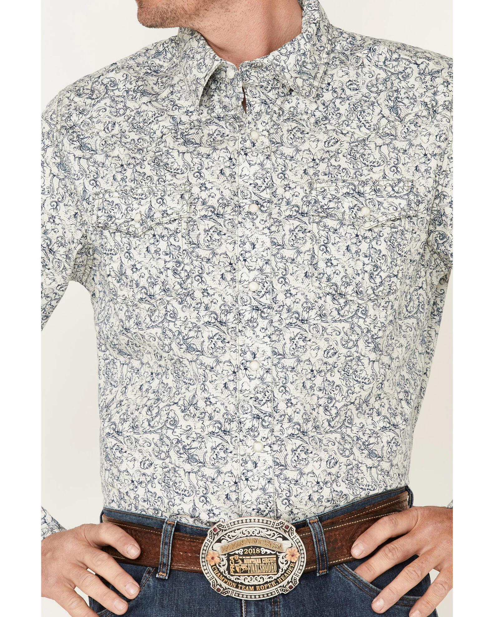 Wrangler Retro Premium Men's Paisley Print Long Sleeve Pearl Snap Western Shirt - Tall 5 Wrangler Retro Premium Men's Paisley Print Long Sleeve Pearl Snap Western Shirt - Tall - Image 3