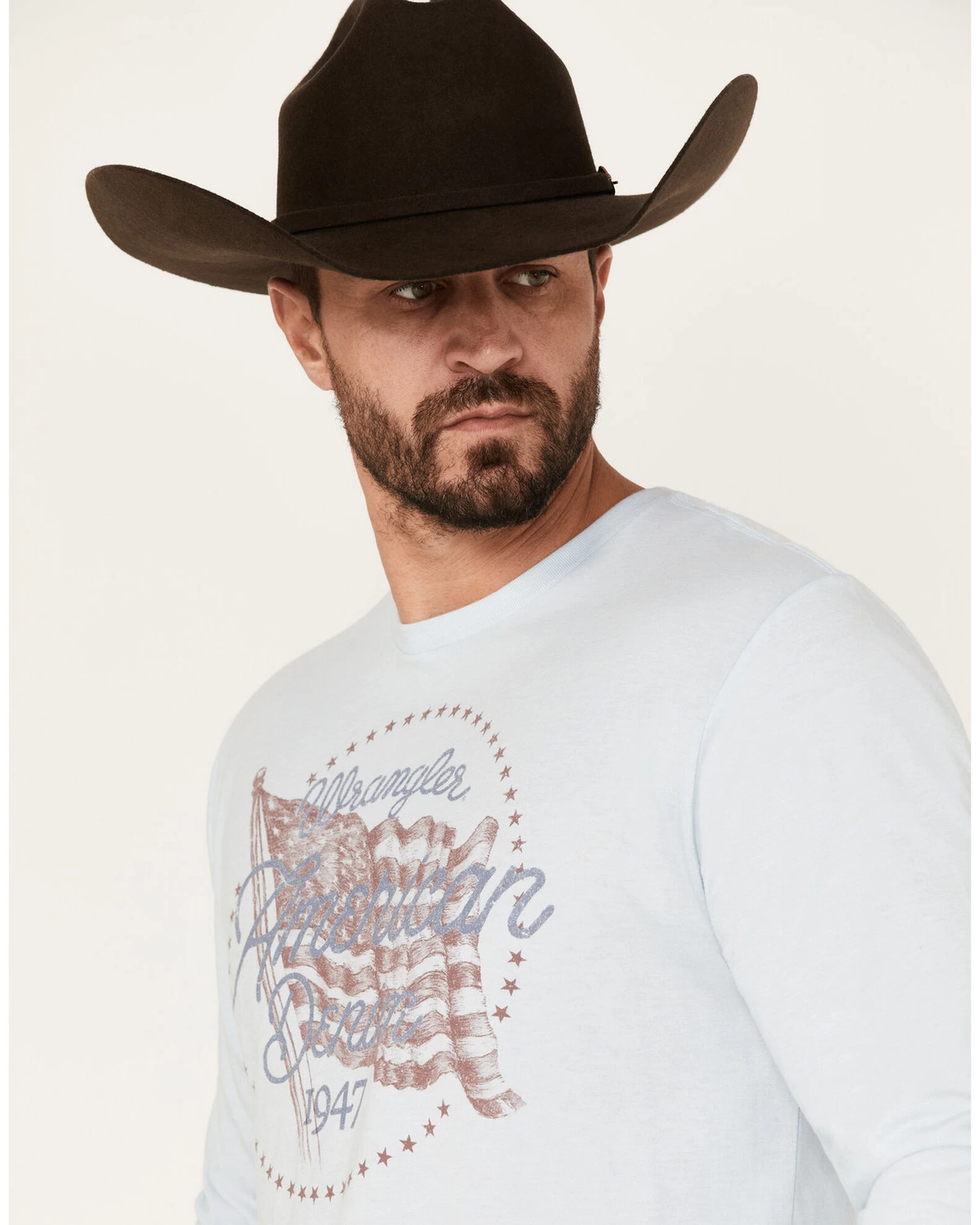 Wrangler Men's American Denim Long Sleeve T-Shirt 4 Wrangler Men's American Denim Long Sleeve T-Shirt - Image 2