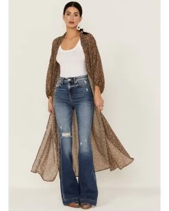 Beyond The Radar Women's Floral Chiffon Duster Maxi Kimono