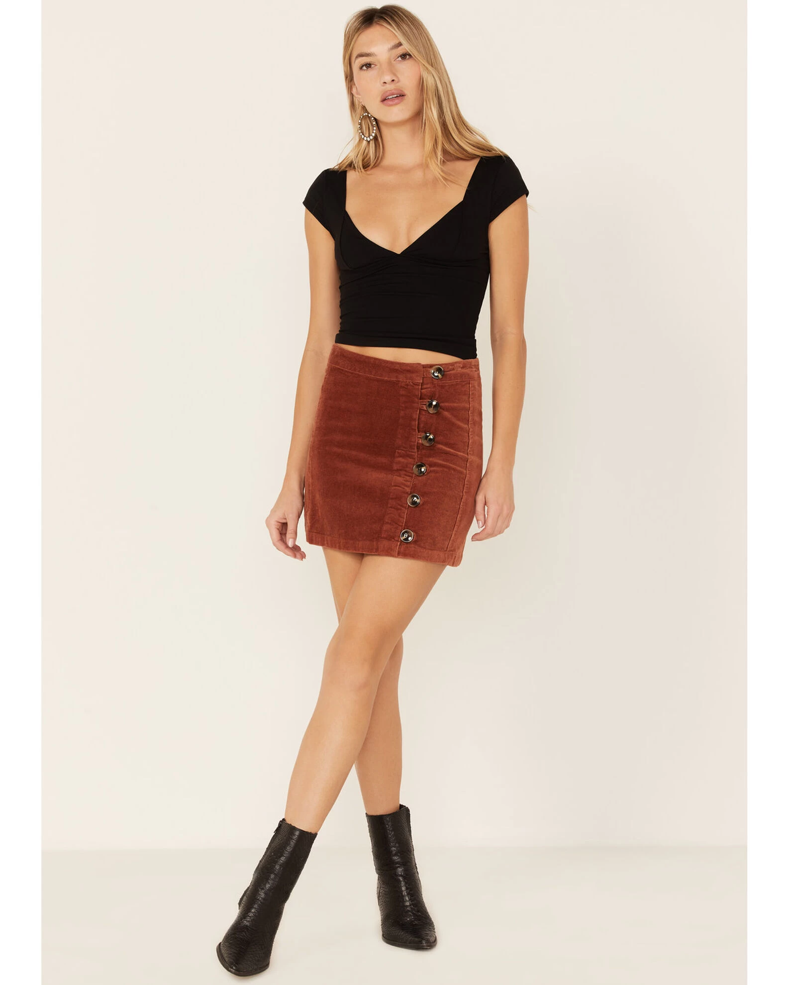 Wishlist Women's Side Button Corduroy Mini Skirt 3 Wishlist Women's Side Button Corduroy Mini Skirt