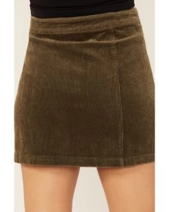 Wishlist Women's Olive Side Button Corduroy Mini Skirt -Western Fashion 2000366228 341 P4