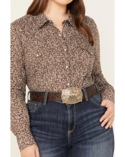 Roper Women's Floral Print Long Sleeve Pearl Snap Western Shirt - Plus -Western Fashion 2000366861 200 P3