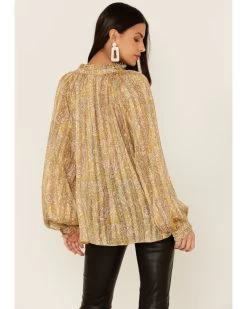 Revel Women's Paisley Print Long Sleeve Woven Chiffon Peasant Top 8 Revel Women's Paisley Print Long Sleeve Woven Chiffon Peasant Top -Western Fashion 2000367245 710 P3