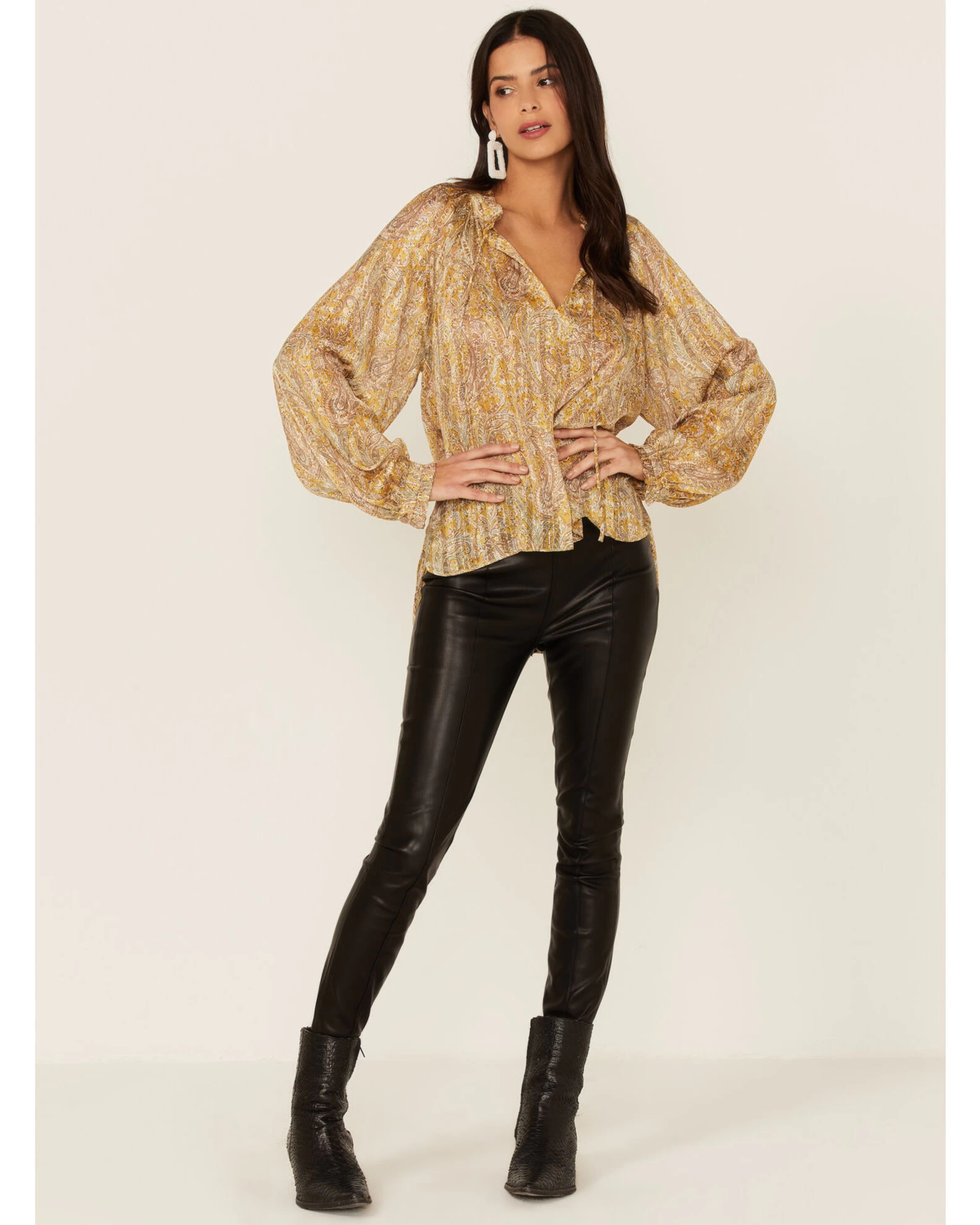 Revel Women's Paisley Print Long Sleeve Woven Chiffon Peasant Top 6 Revel Women's Paisley Print Long Sleeve Woven Chiffon Peasant Top - Image 4