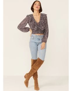 Lush Women's Floral Cinch Front Top -Western Fashion 2000367357 001 P4