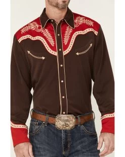 Scully Men's Boot Stitch Embroidered Long Sleeve Pearl Snap Western Shirt  -Western Fashion 2000367609 200 P3