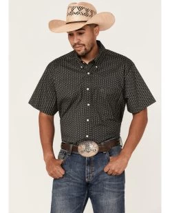 Rock & Roll Denim Men's Horseshoe Print Short Sleeve Button Down Western Shirt